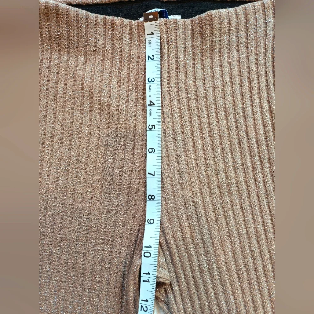 Zara Tan Ribbed Metallic Pants - Picture 3 of 7